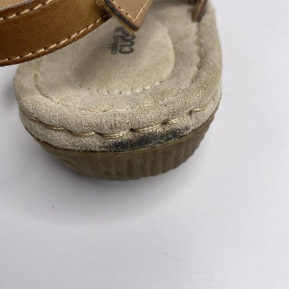 Cobbie Cuddlers Tan Leather Sandal Shoes Sz 8.5 W Hook And Loop Womens Comfort - Picture 9 of 10